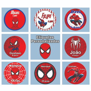 Etiqueta Adesiva Personalizada Homem Aranha Para Lembrancinhas e Aniversário 4x4cm 60 ou 120 Unidades