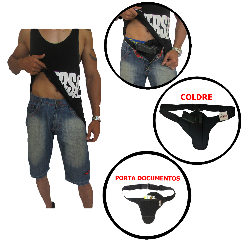Coldre Interno Super Velado Cueca Confortável Pistolas Impermeável Papa Mike Store Invisível Porta Documento Cinto