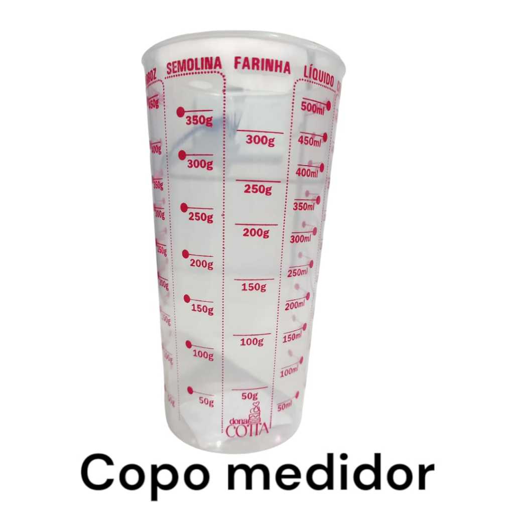 Copo Medidor Graduado de 500ml gramas sem tampa - Leve e Pratico -  Feito de Plástico.