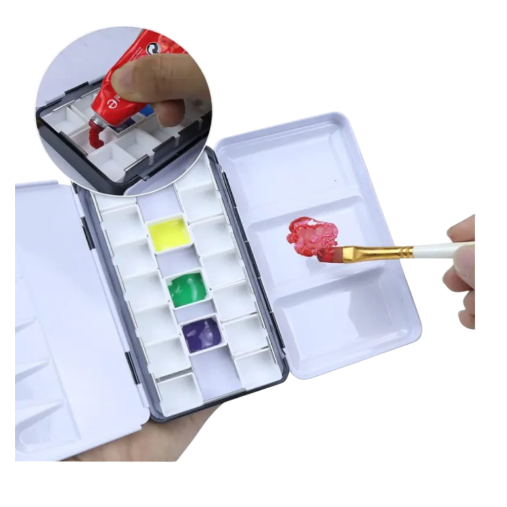 Gode  Metal Paleta pintura aquarela half pan PASTILHA em Oferta na Shopee