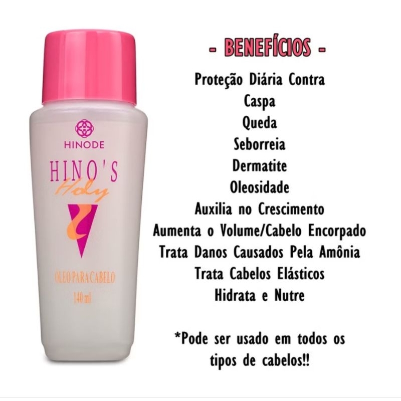 Hino's Holy Óleo Para Cabelo 140ml Evita Queda Auxilia Crescimento - ORIGINAL