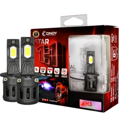 Lâmpada Super Led Mini Slim Cinoy Star 12000 Lumen H3 Sem Erro