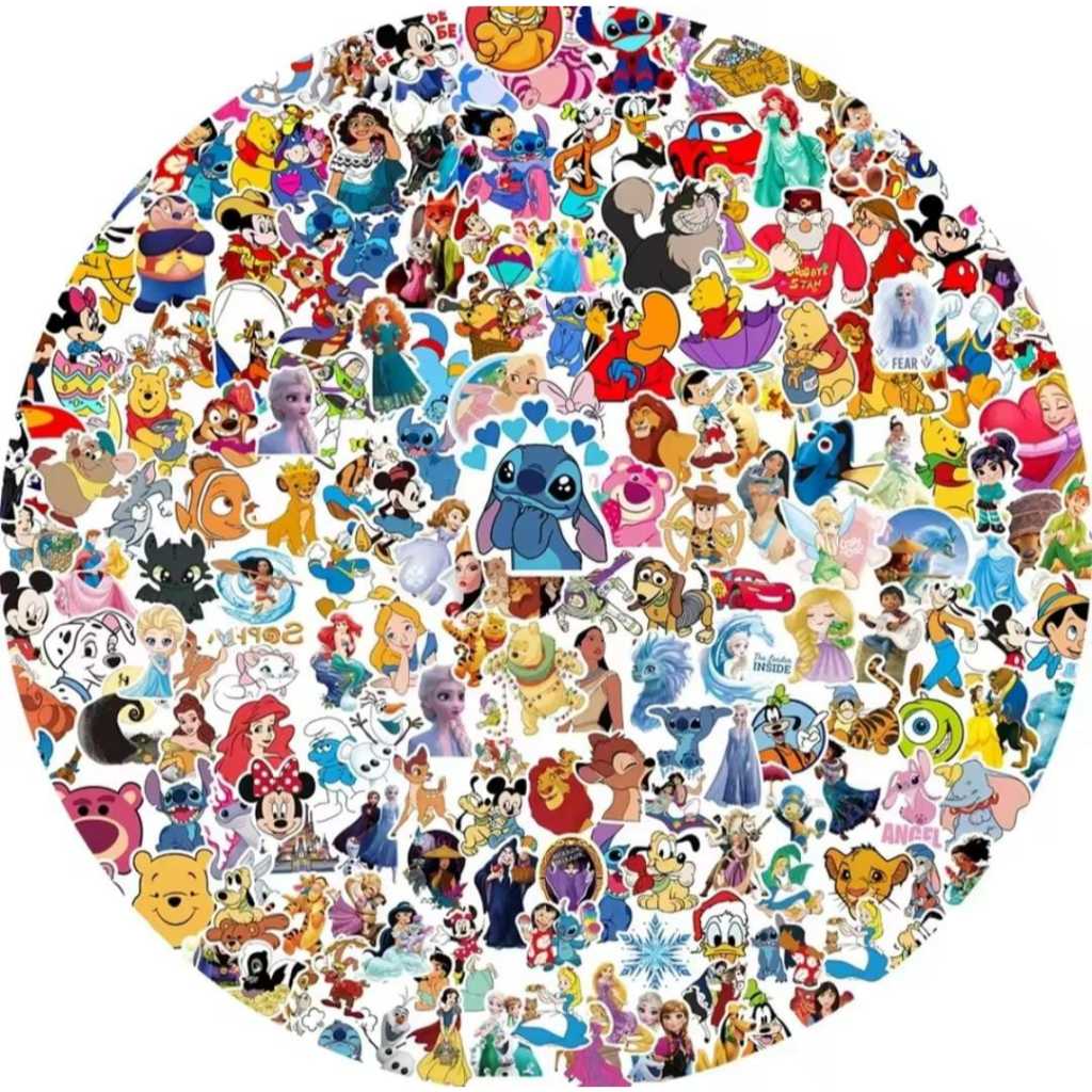 Kit 50 Peças Adesivos Disney Diversos Personagens Sortido Impermeáveis em Oferta na Shopee