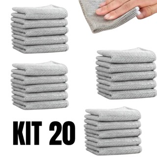 Kit 20 Peças Pano De Limpeza De Arame Metálico Malha Não Oleosa Fogão De Cozinha Prato