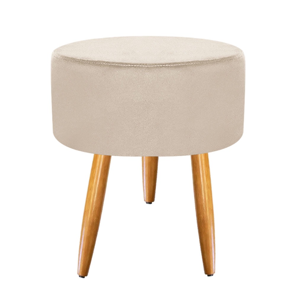 Puff Redondo Opala Suede pés palitos decorativo várias cores Bela Móveis