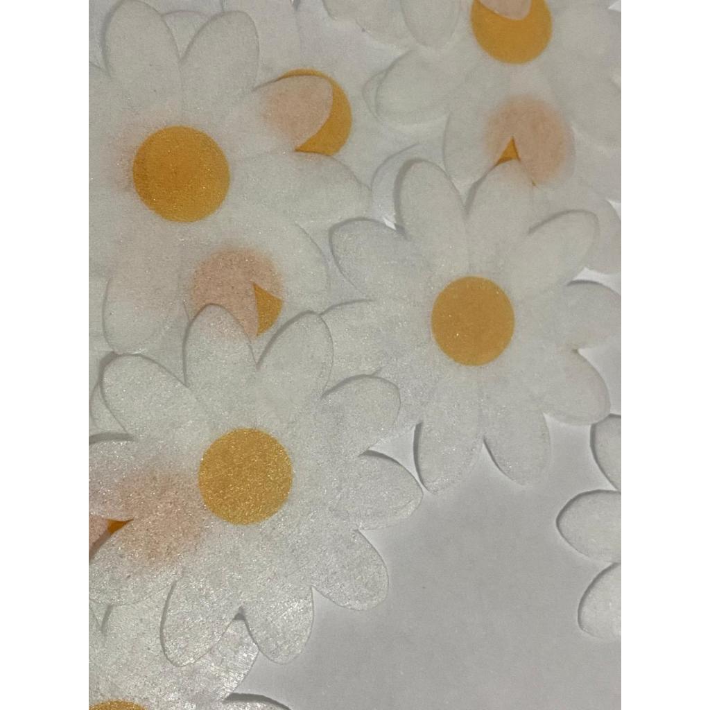 15 OU 24 OU 40 APLIQUE FLOR MARGARIDA EM PAPEL ARROZ PARA PIRULITO, BISCOITO, PÃO DE MEL (RECORTADO)
