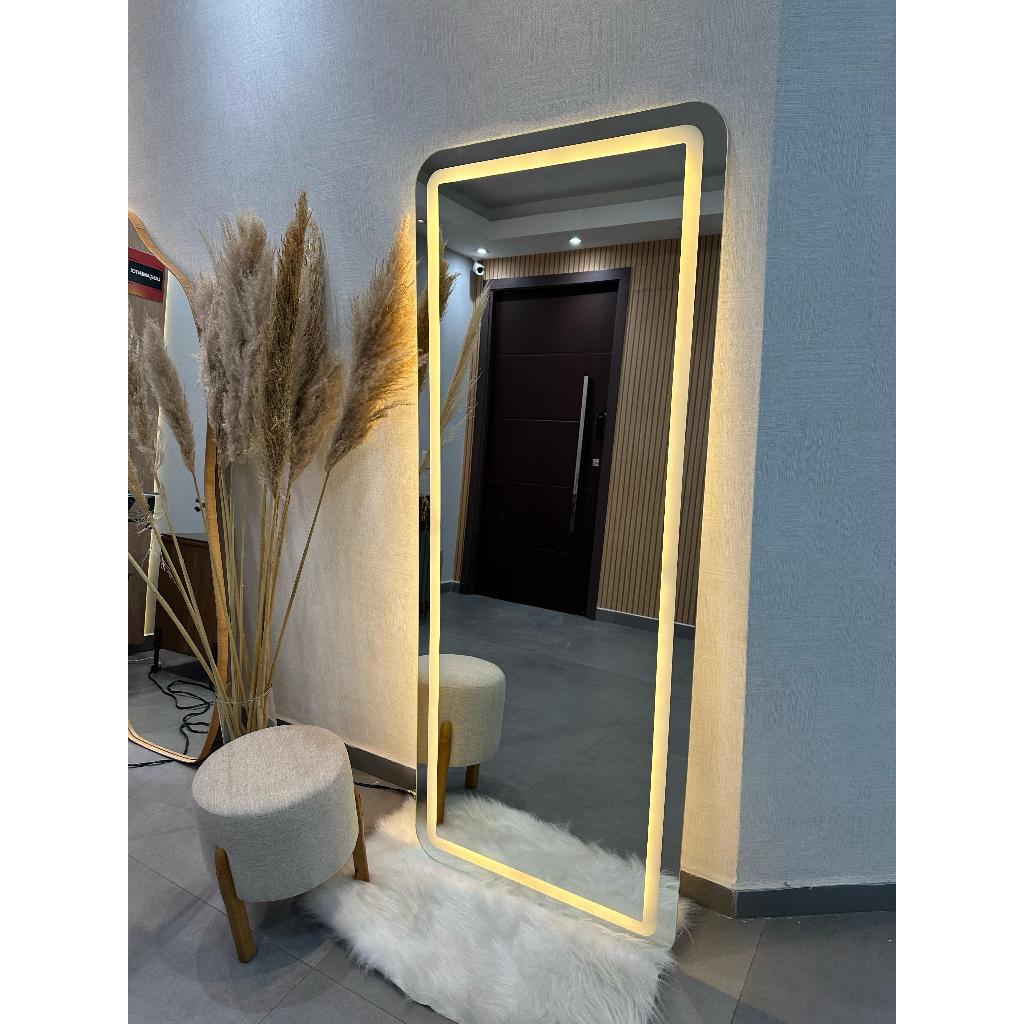 Espelho Retangular EL14 Corpo Inteiro 170cm x 70cm Polido LED Jateado Luz Branca e Luz Ama...
