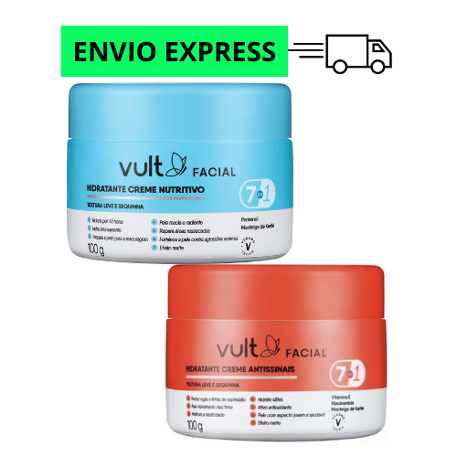 Kit Creme para Rosto Hidratante Facial Nutritivo/Antissinais/ Água Micelar Vult Care 100g