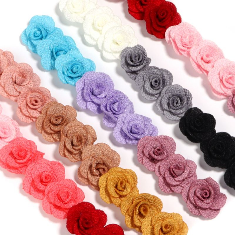 Imagem FLOR DE TECIDO kit com 10 unidades Flor de Malha Poliéster Artesanato Laço Headband