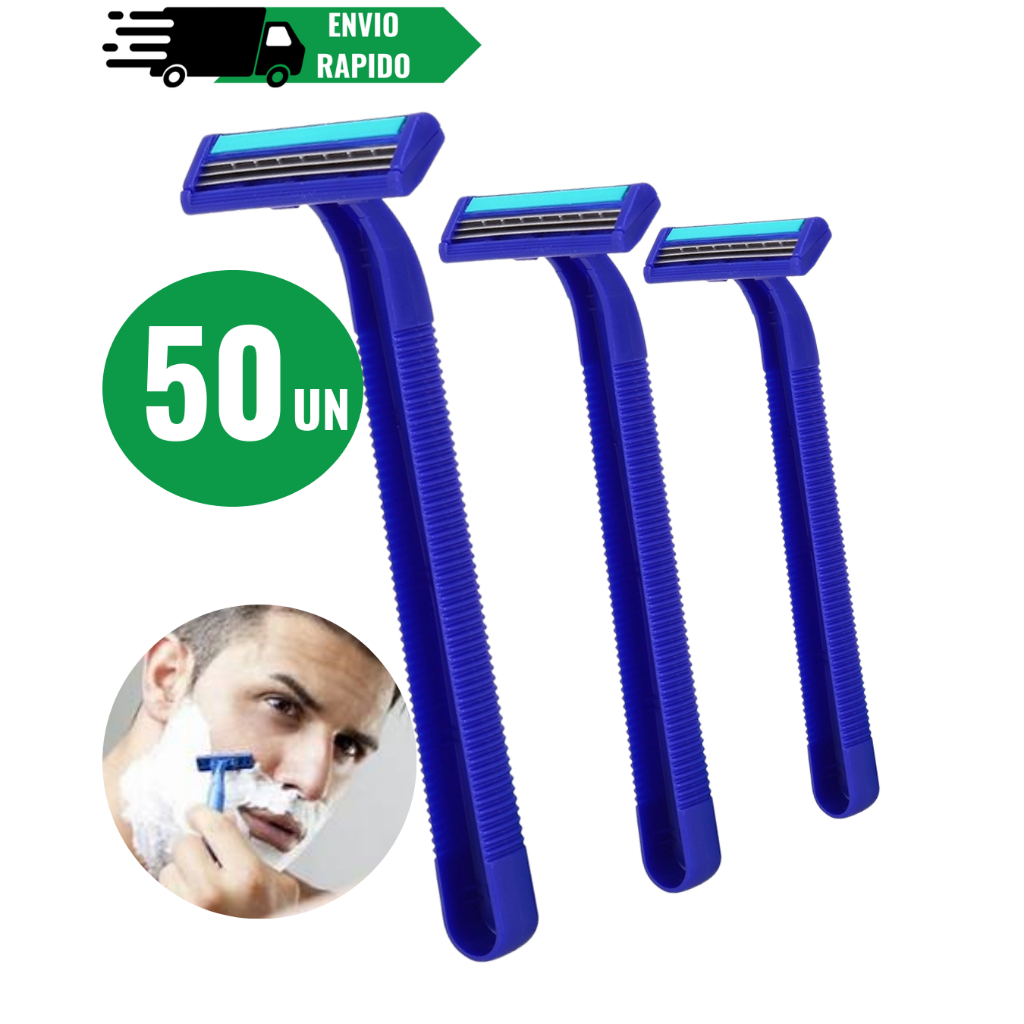 Kit Aparelho De Barbear Barbeador Descartável Com 2 lâmina Com Fita Lubrificante Cartela 12 E 25 Unidades