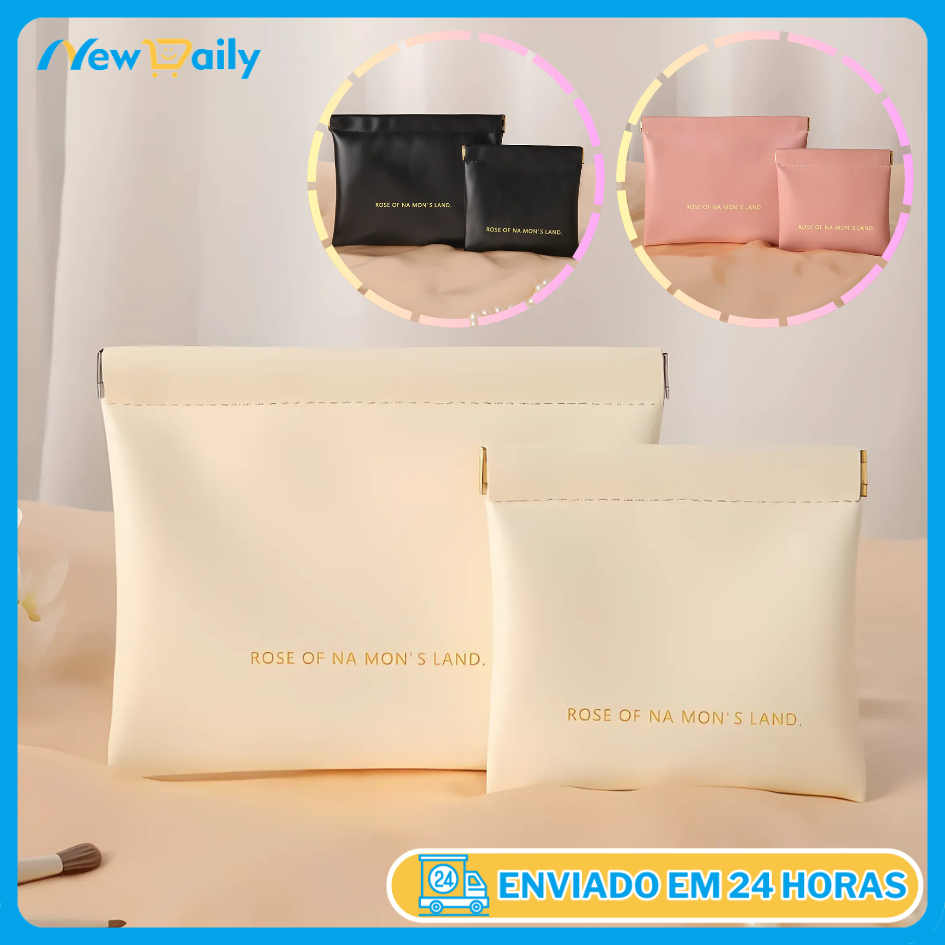 KIT Necessaire Bolsa Bolsinha Porta Objetos Pessoais Feminina Masculina Com Fechado De Ima Impermeável OG-41-ND/OG-42-ND em Oferta na Shopee