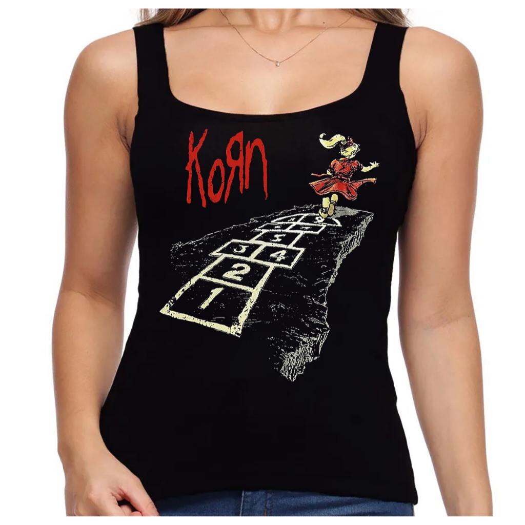 Regata Feminina Alça Larga Banda Korn em Oferta na Shopee