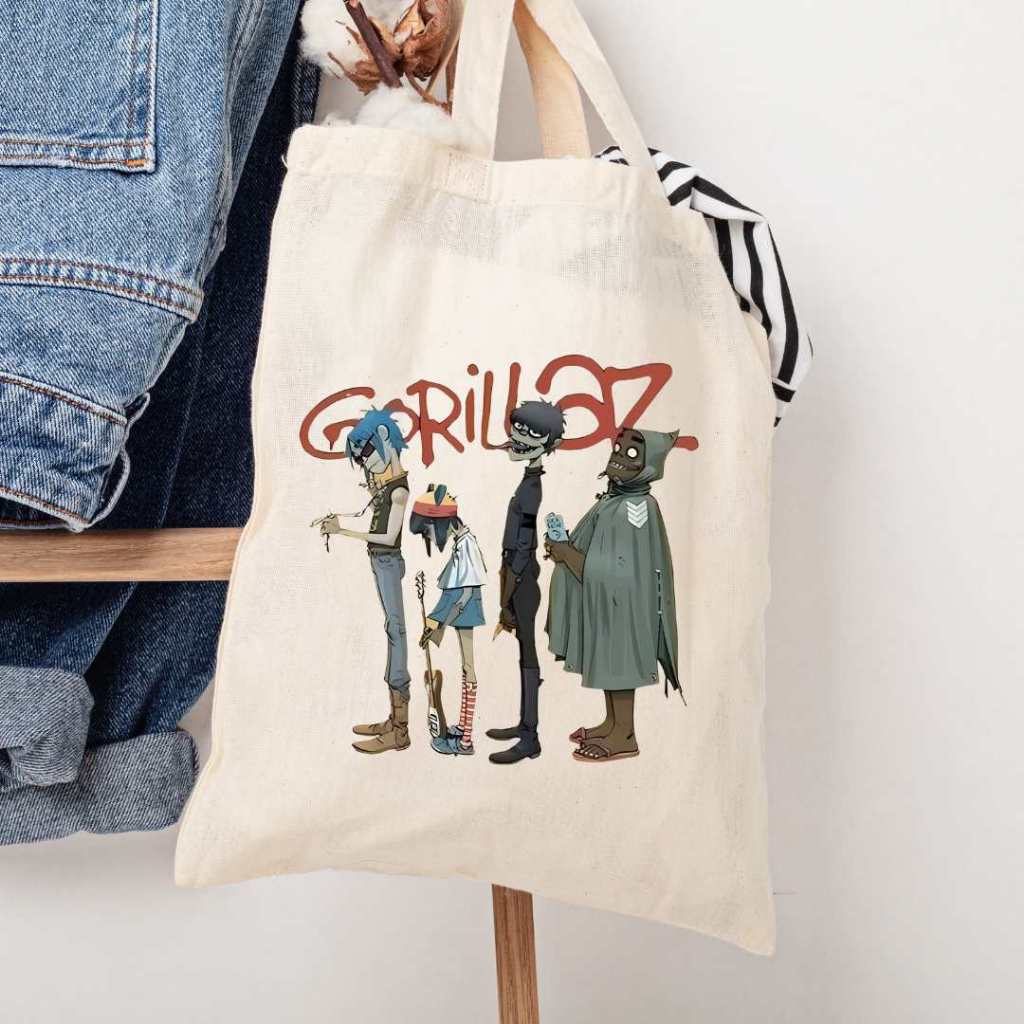 Ecobag Bolsa de Praia Unissex Ecológica 100% Algodão Cru Gorillaz em Oferta na Shopee