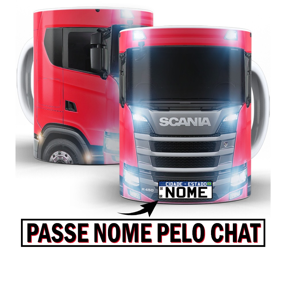 Caneca personalizada caminhão caminhoneiro caminhão r450 com seu nome