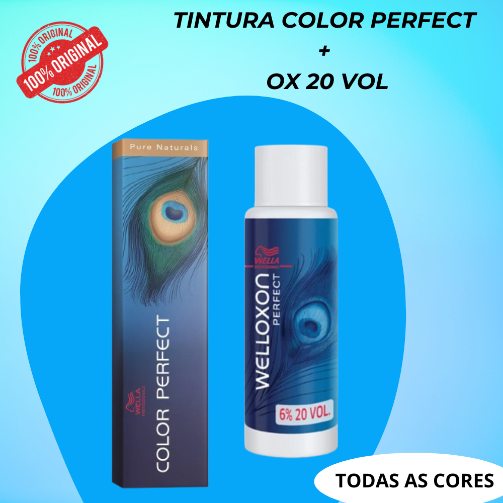 KIT completo coloração Color Perfect 60g + OX 20Vol 6% Wella Professional em Oferta na Shopee