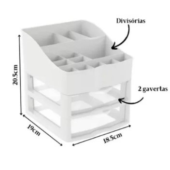 Organizador de Cosmético MELHOR PREÇO Porta Maquiagem 2 Gavetas Branco Nitron em Oferta na Shopee