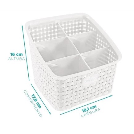 OFERTA Organizador Multiuso Rattan com 3 ou 6 Divisórias  Branco NITRON