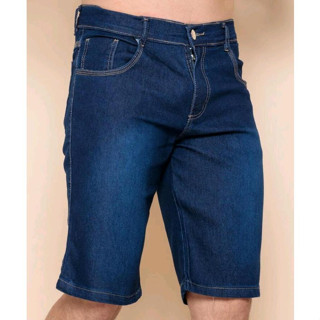 Bermuda masculina jeans escura com lycra promoção original linha premium em Oferta na Shopee