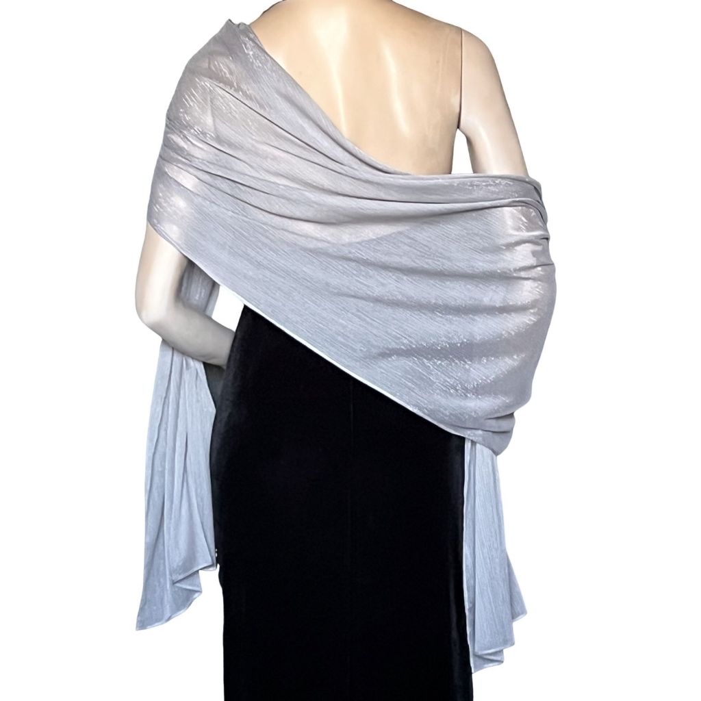 Echarpe de Festa Prata Cinza Com Brilho  Transparente Lenço Social  180 x 45 cm em Oferta na Shopee