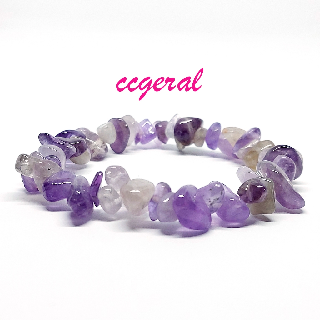 Pulseira Cascalho Ametista Moda em Oferta na Shopee