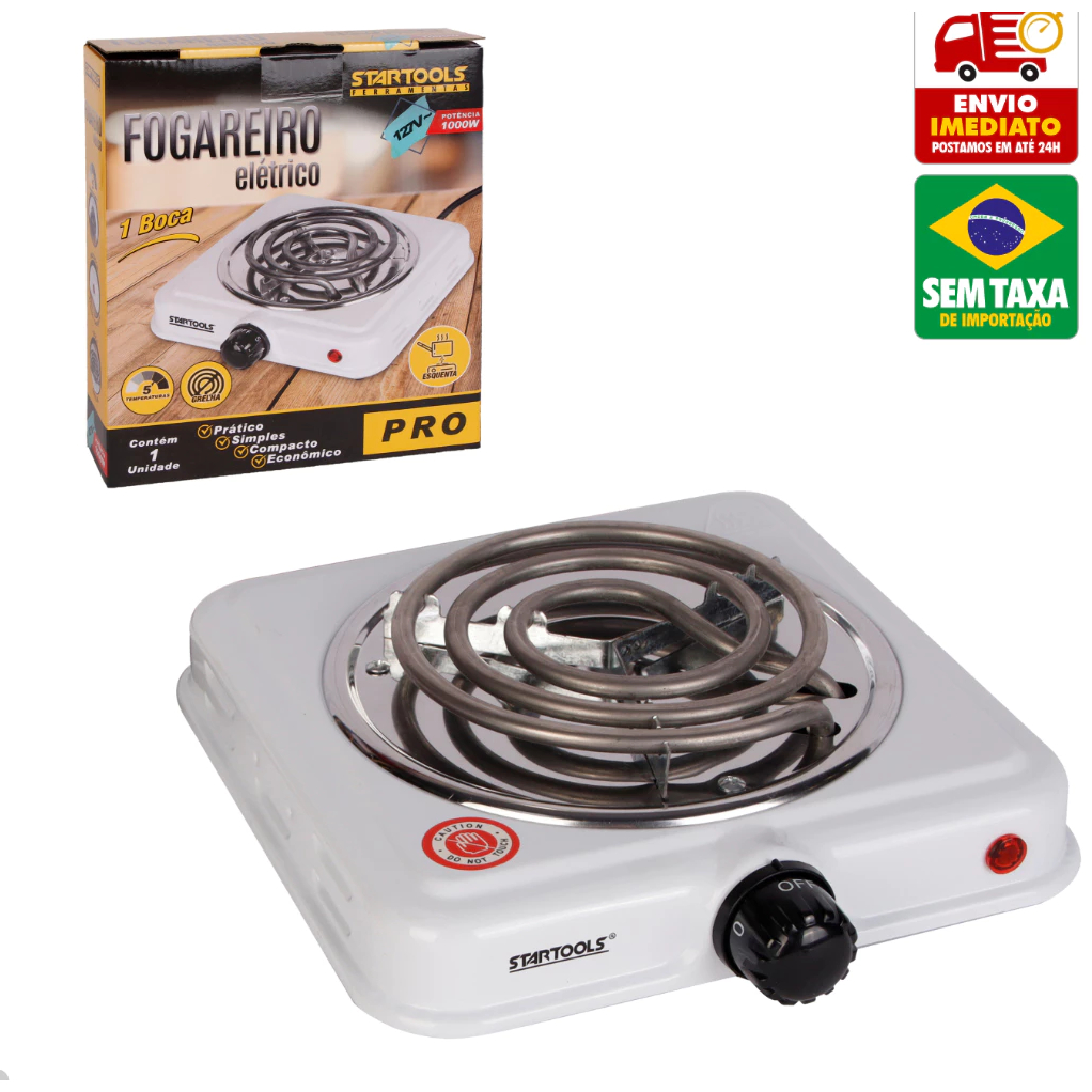 Fogareiro Elétrico StarTools Fogão 1 Boca 110V ou 220V 1000W 50/60HZ Cooktop Acampamento