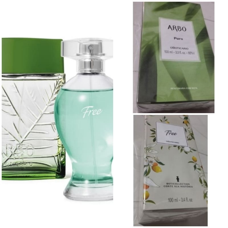Kit 1 Perfume ARBO Lacrado Original O Boticário Masculino 100 ML +1 Perfume Free Original O Boticário Feminino 100 ML
