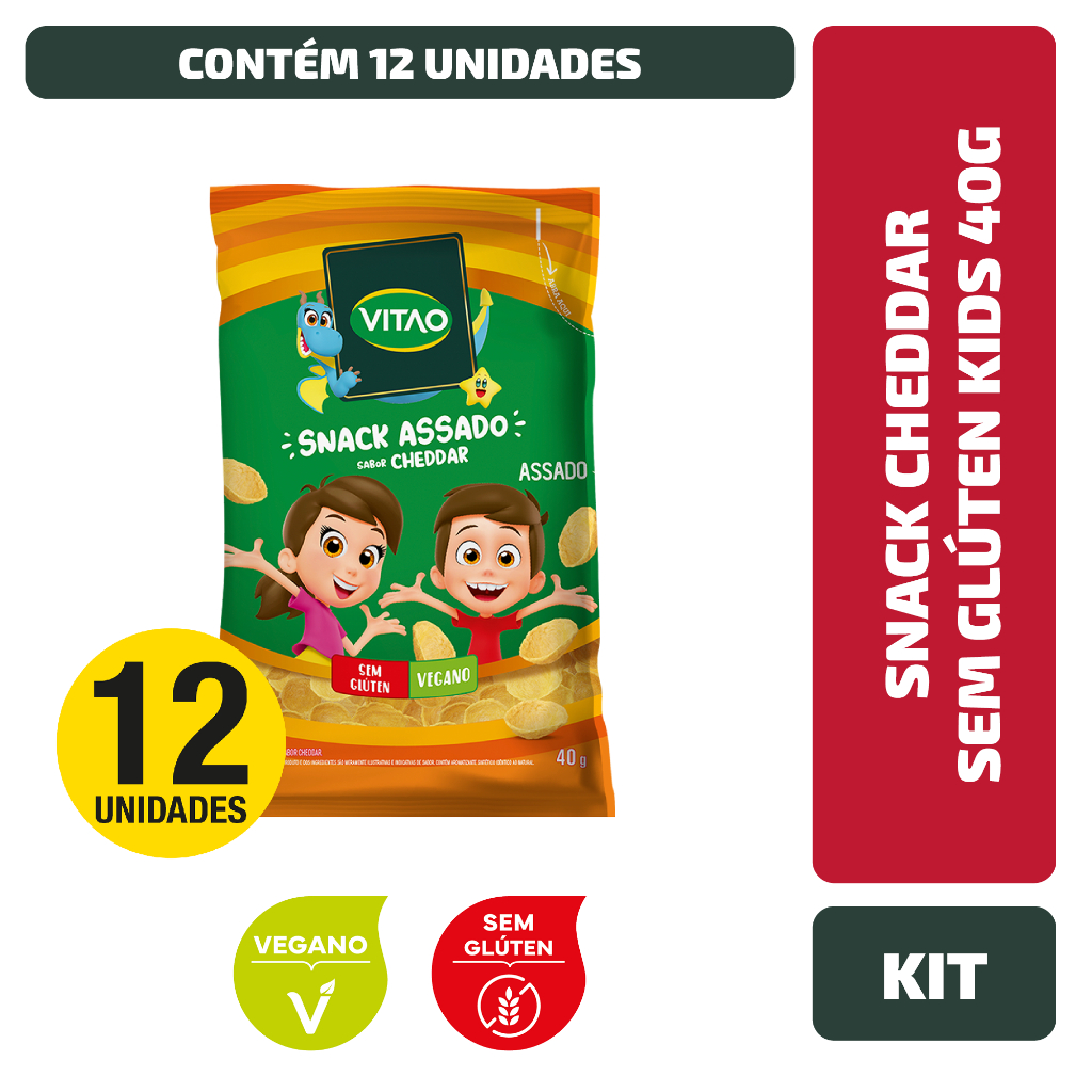 Kit Snack Cheddar Sem Glúten Kids 40G - 12 Unidades - Food & Beverages