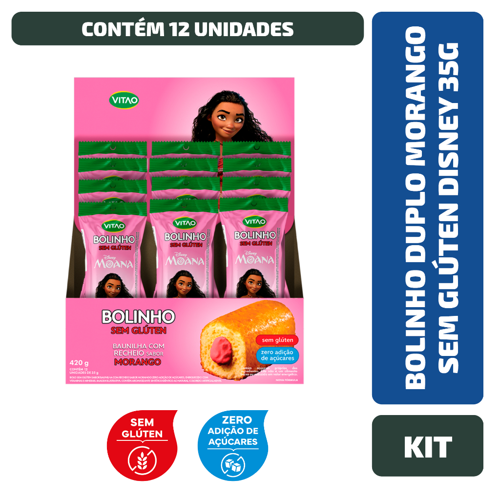 Kit Bolinho Morango Sem Glúten Disney 35G - 12 Unidades - Food & Beverages