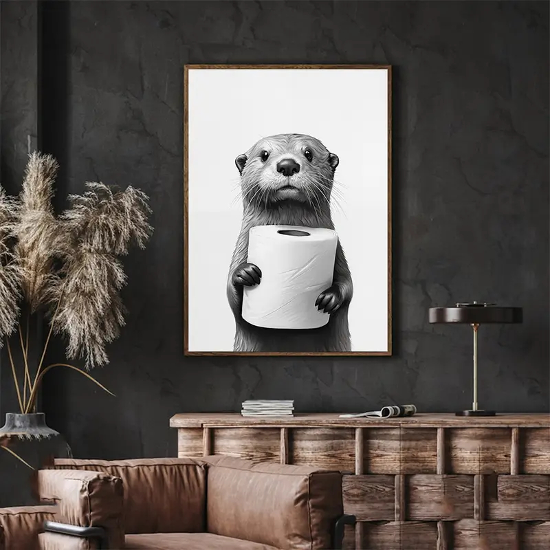 Quadro Decorativo 1 Peça Lontra com Papel Hegiênico Decoração Para Banheiro Quarto Sala e Hall em Oferta na Shopee