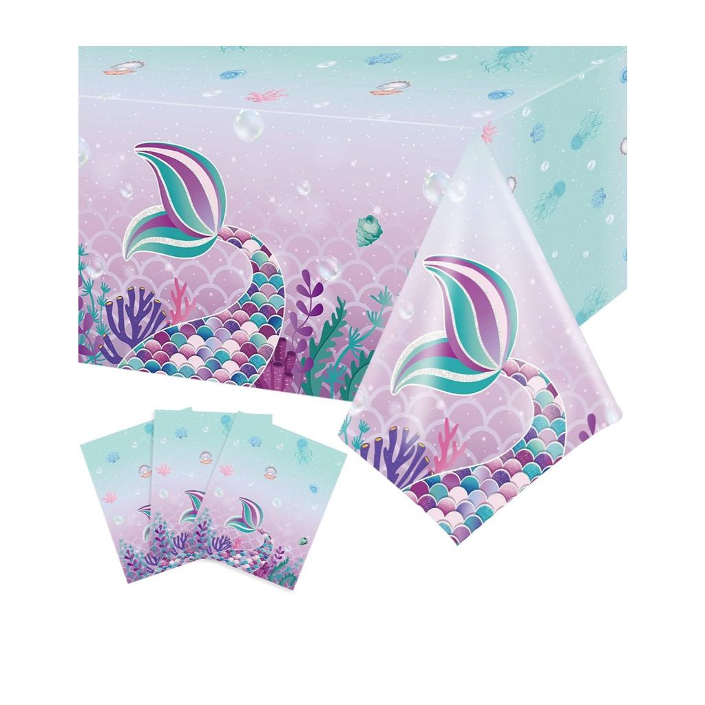 Toalha Plástica Sereia De Mesa Decorativa Festa Aniversário em Oferta na Shopee