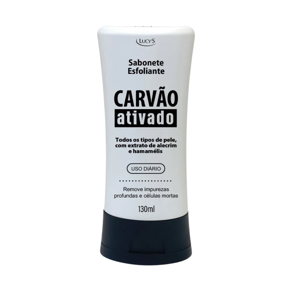 Sabonete Esfoliante Carvão Ativado Remove Impurezas Profundas e Células Mortas 130ml Lucy's