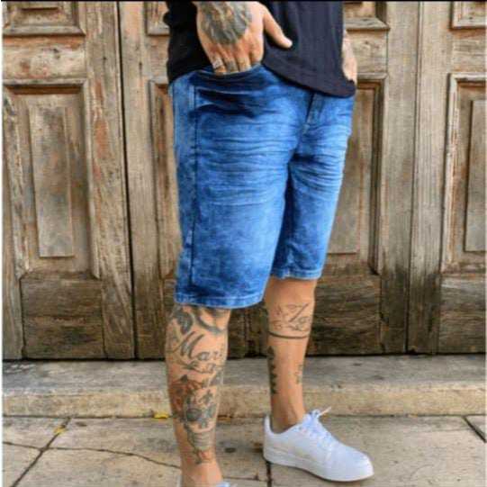 Bermuda jeans com elastano short lycra casual