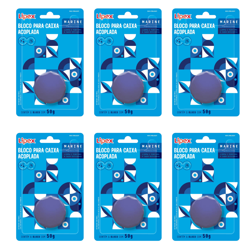 Bloco Caixa Acoplada Lipex Pedra Sanitaria Marine Kit C/ 6