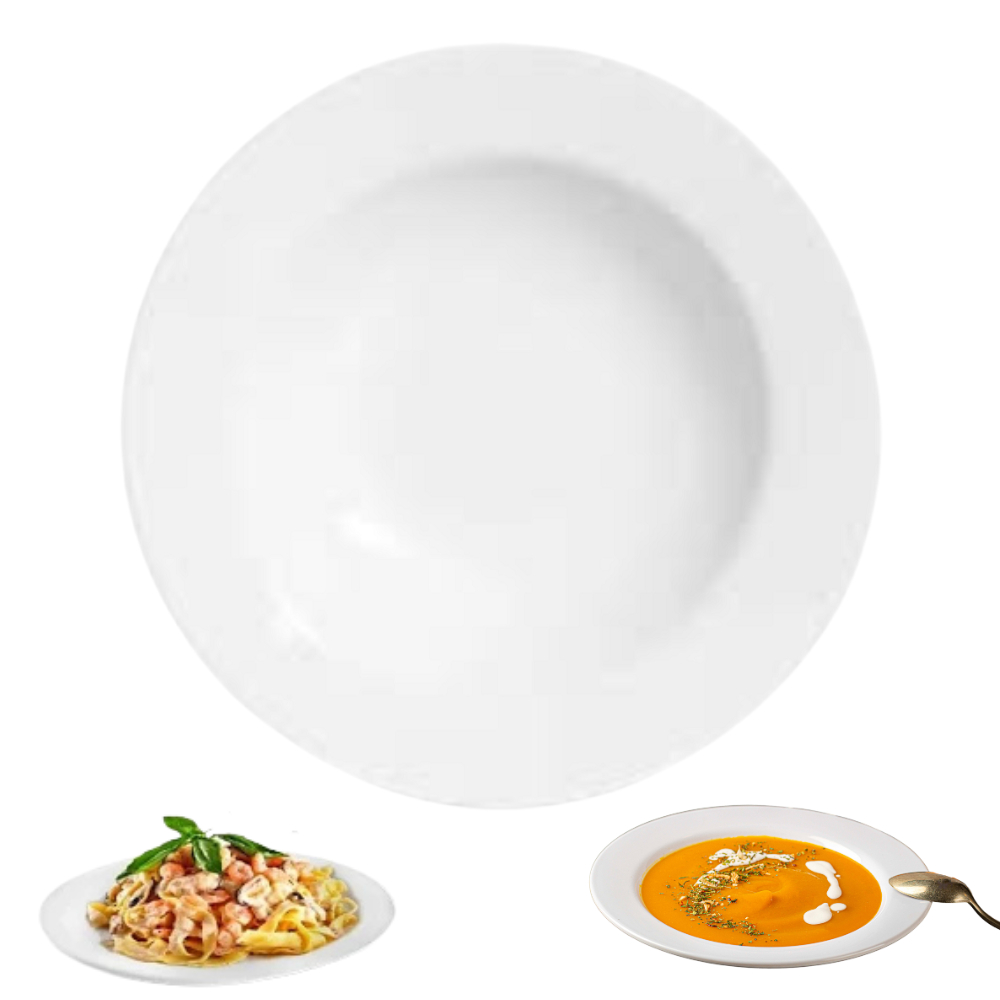 Jogo Pratos Fundos Brancos de Melamina Bellagio Linha Premium Para Restaurantes Não é Porcelana