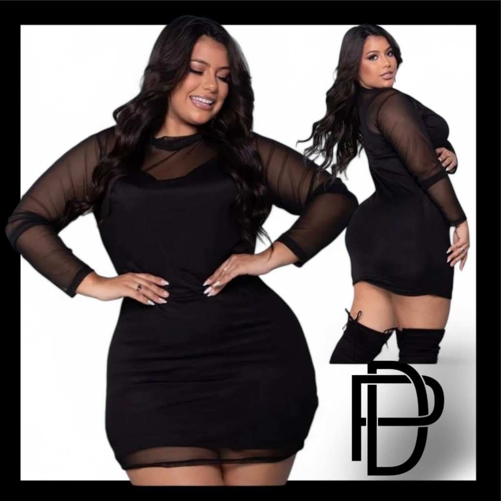 DRAPA PLUS -  VESTIDOS PLUS SIZE DE TULE COM VESTIDO TUBINHO em Oferta na Shopee