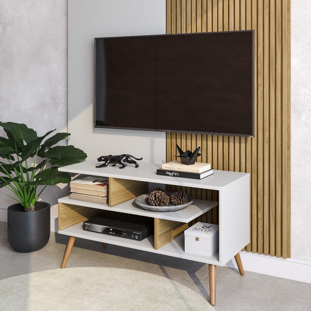 Rack Para TV Aparador Com Pés Palito Retro Estante Várias Cores MVD Móveis - Home & Living