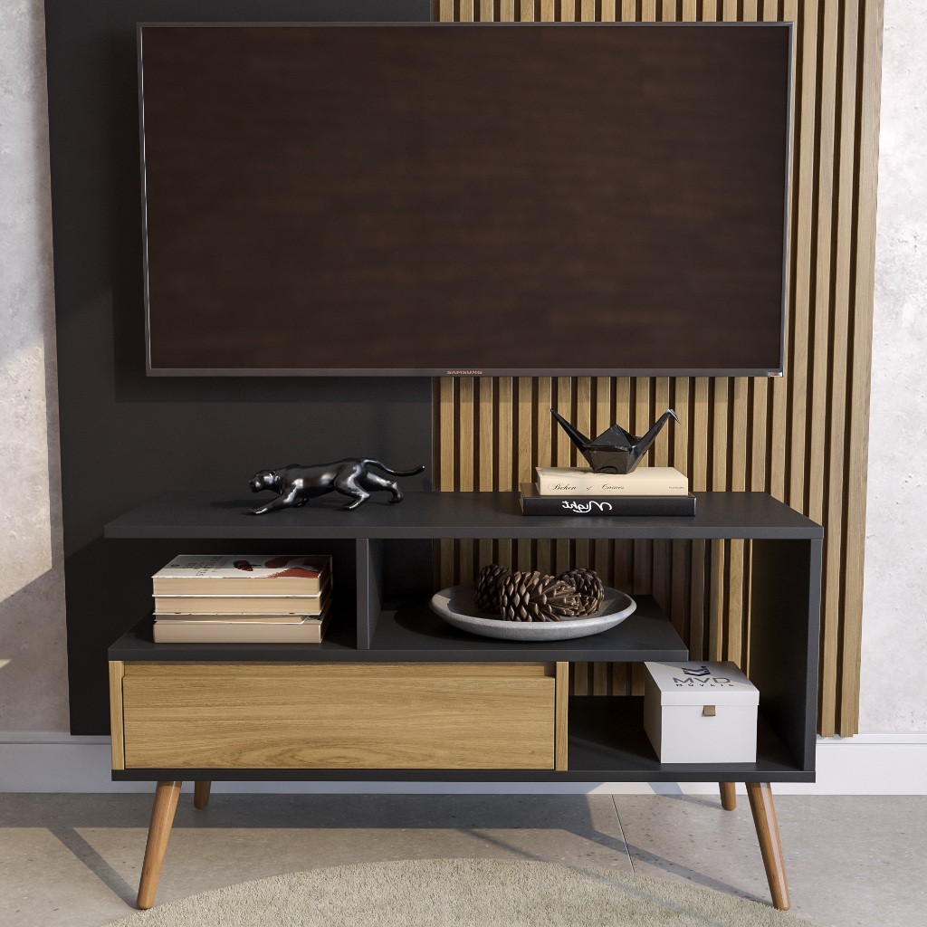 Rack Para TV Com Porta Estante home theater Aparador Com Pés Palito Retro Cores MVD Móveis em Oferta na Shopee