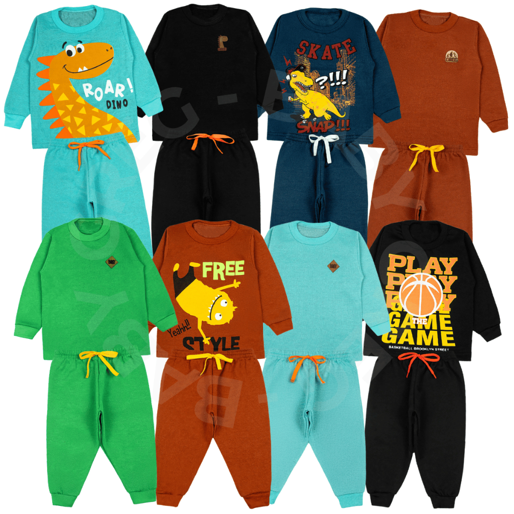 Kit 8 Peças Conjunto Inverno Infantil Liso e Estampado Masculino (4 Conjuntos)