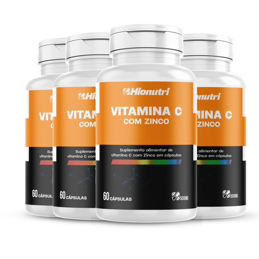 Kit 4 Vitamina C Com Zinco 60 Caps 500 Mg
