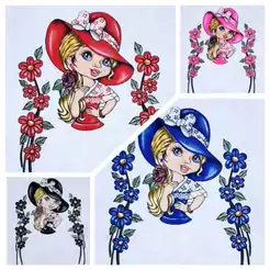 Kit Panos de Prato Boneca Chapéu Loira 100% Algodão Cores Diversas