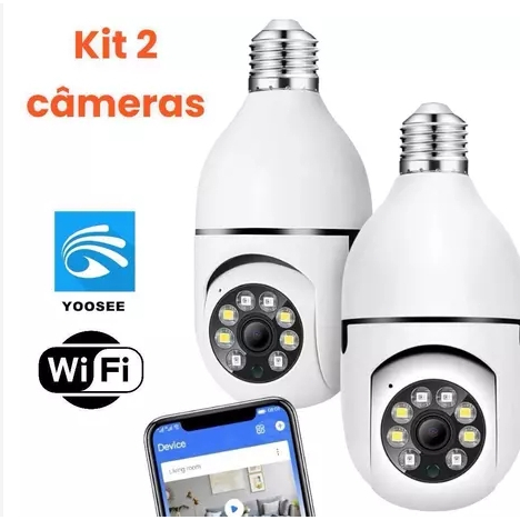 Câmeras segurança wifi ip sem fio 360 encaixe lampada Infravermelho sem fio ptz full HD G4