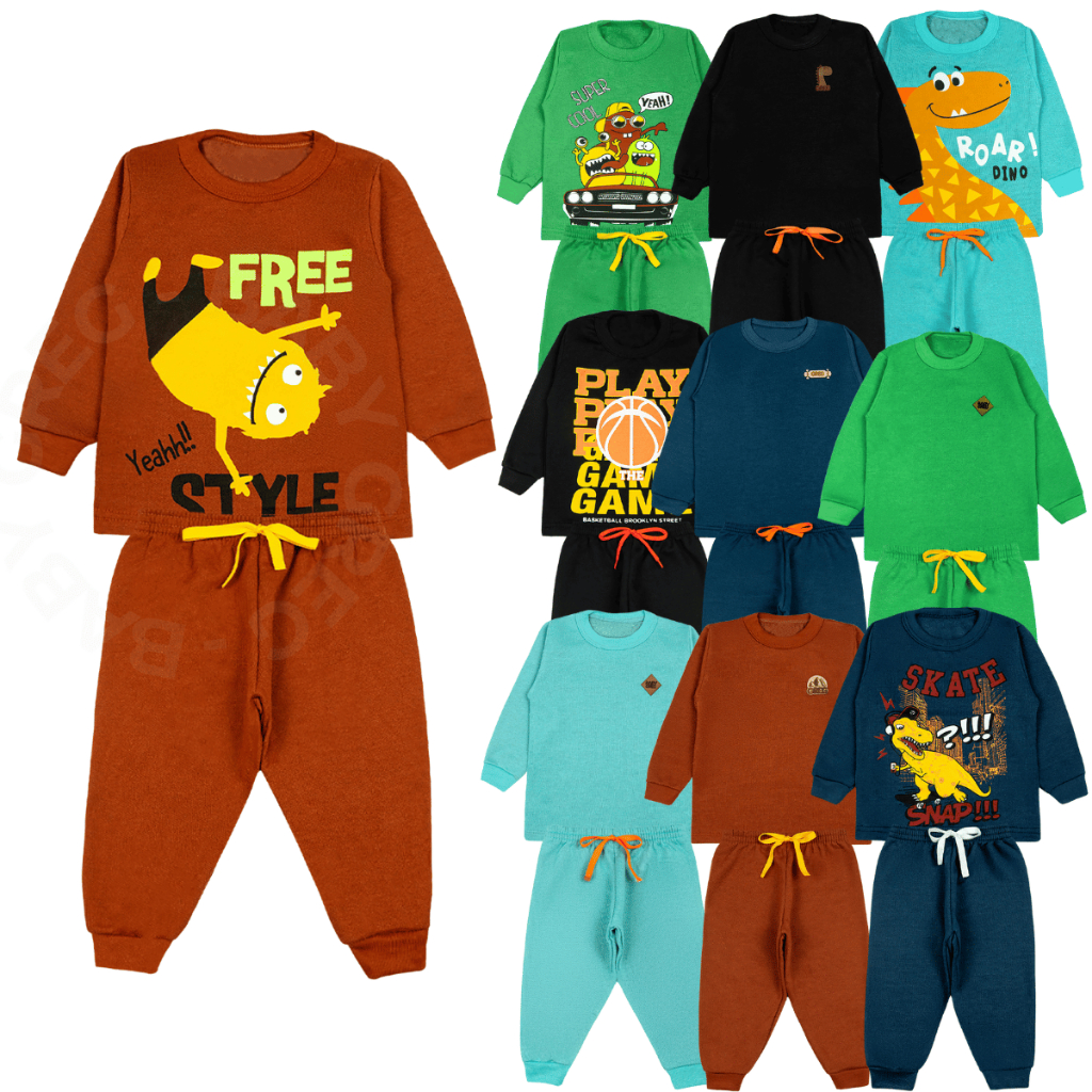 Conjunto Inverno Sortido Bebê Infantil Menino Estampas Diversas e Liso Moletom 1 a 8 anos