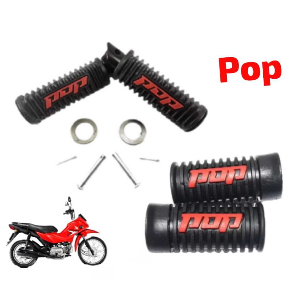 Kit pedaleiras dianteira e traseiras borracha do estribo pop 100/110 em Oferta na Shopee