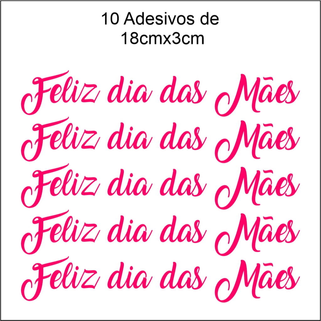 Adesivo dia das Mães kit com 10 unidades para balão bubble ou foil mdf box