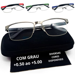 Óculos De Leitura Metal Fio Nylon Com Grau Para Perto Descanso Presbiopia Masculino Aço Resistente