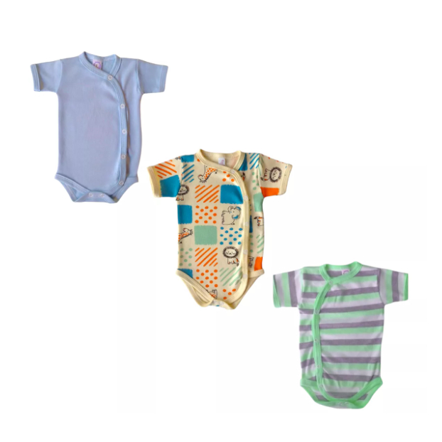 Kiy 3 Peças - Body Kimono Roupinha Para Bebe Enxoval Bori Feminino Masculino