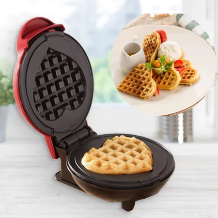 Máquina Waffle Coração Elétrica Antiaderente Grill Multiuso Portátil 110V/220V