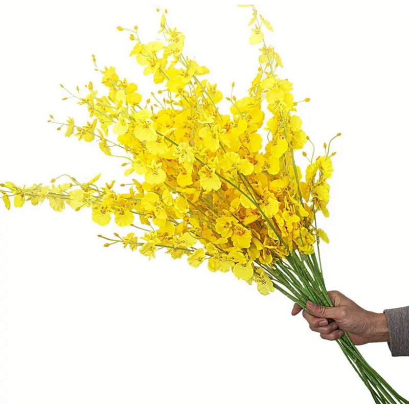 Kit 10 Orquídea Flor Artificial Chuva de ouro Amarela ou Branca- Decoração Arranjo