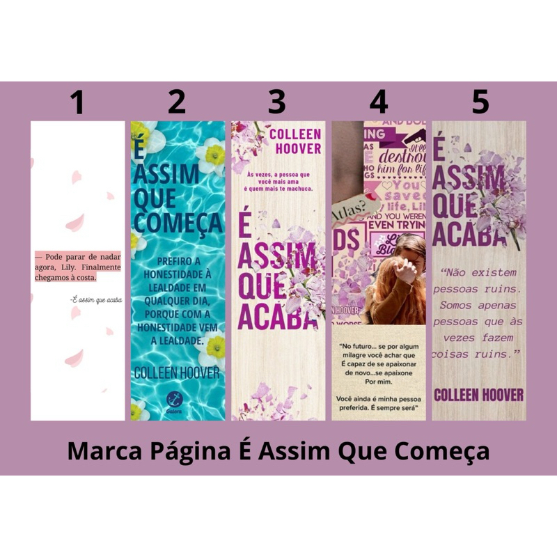 Marcador de páginas Colleen Hoover É Assim que Começa Acaba  (com ou sem Tassel) plastificado 16 cm - Leia a descrição