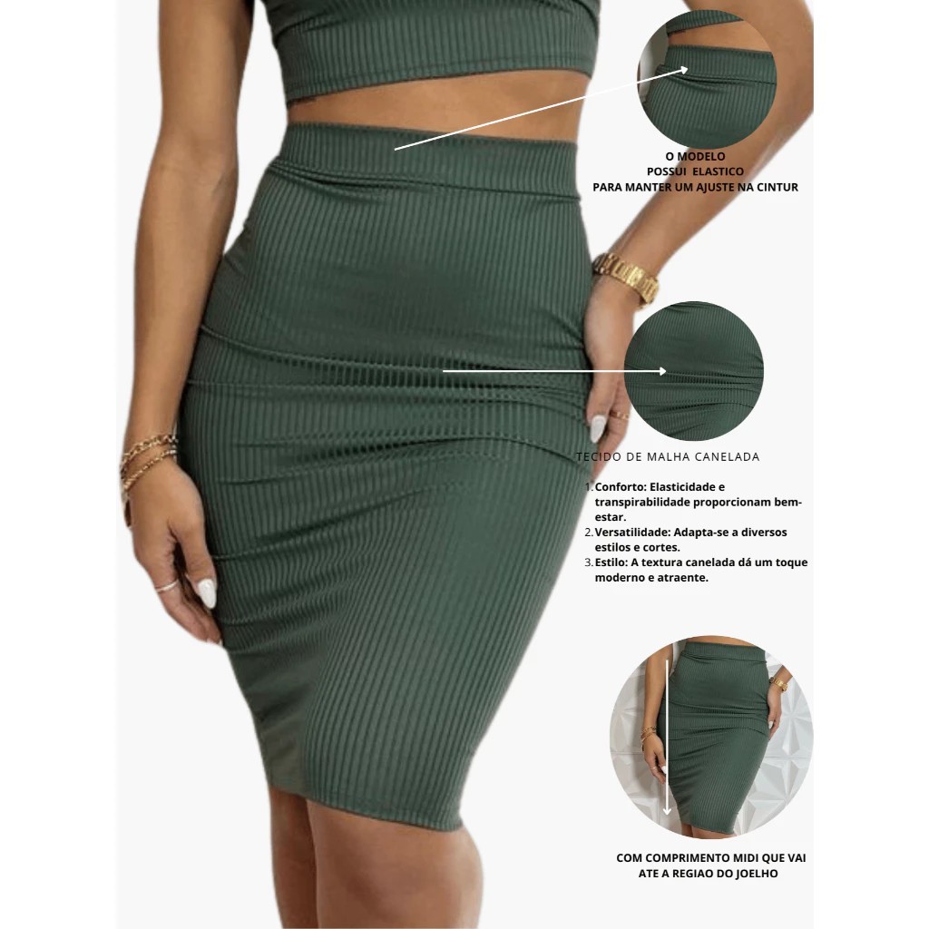 Saia Midi Canelada Feminina – Elegância e Versatilidade em Oferta na Shopee